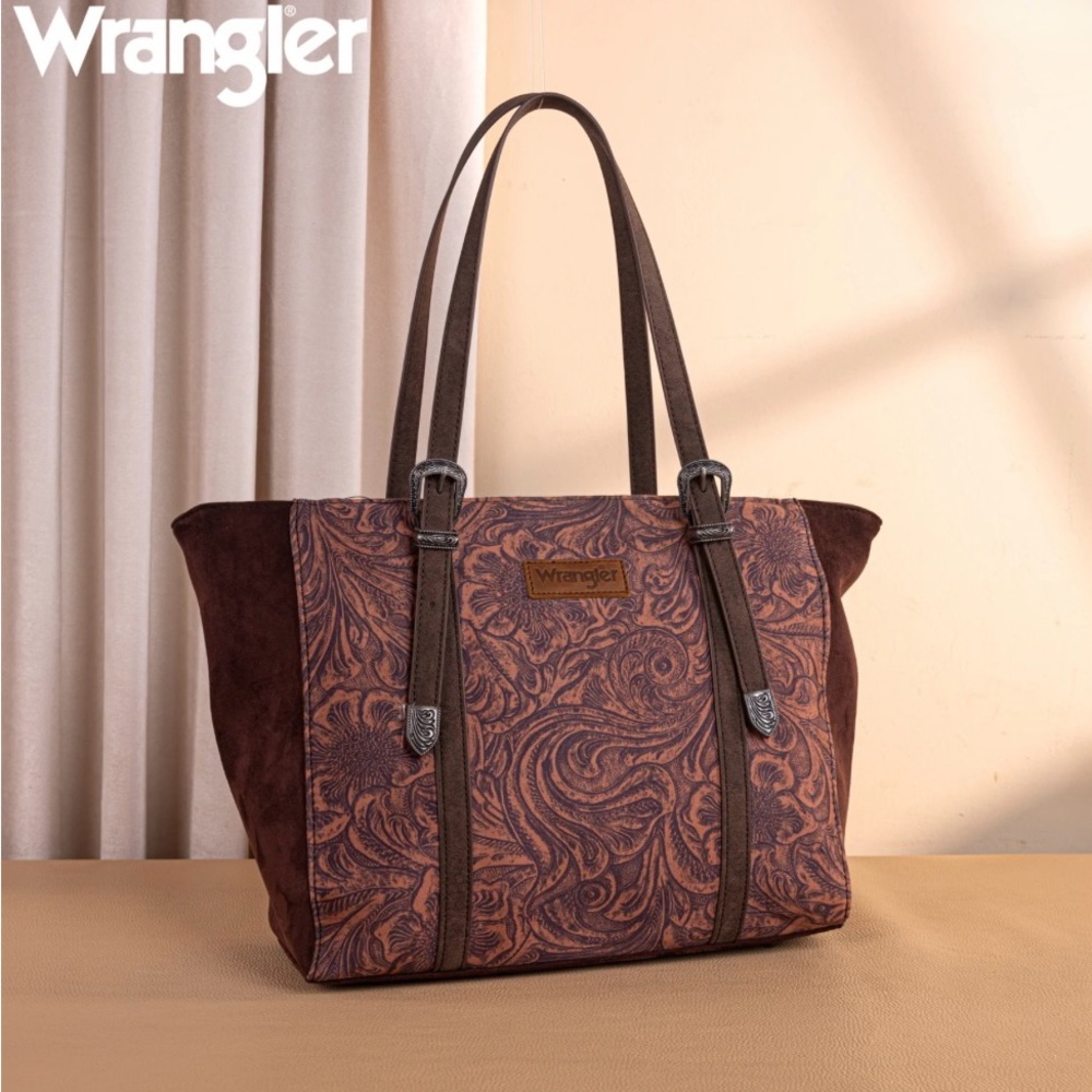 Wrangler Vintage Floral Printed Large Tote Bag - Coffee